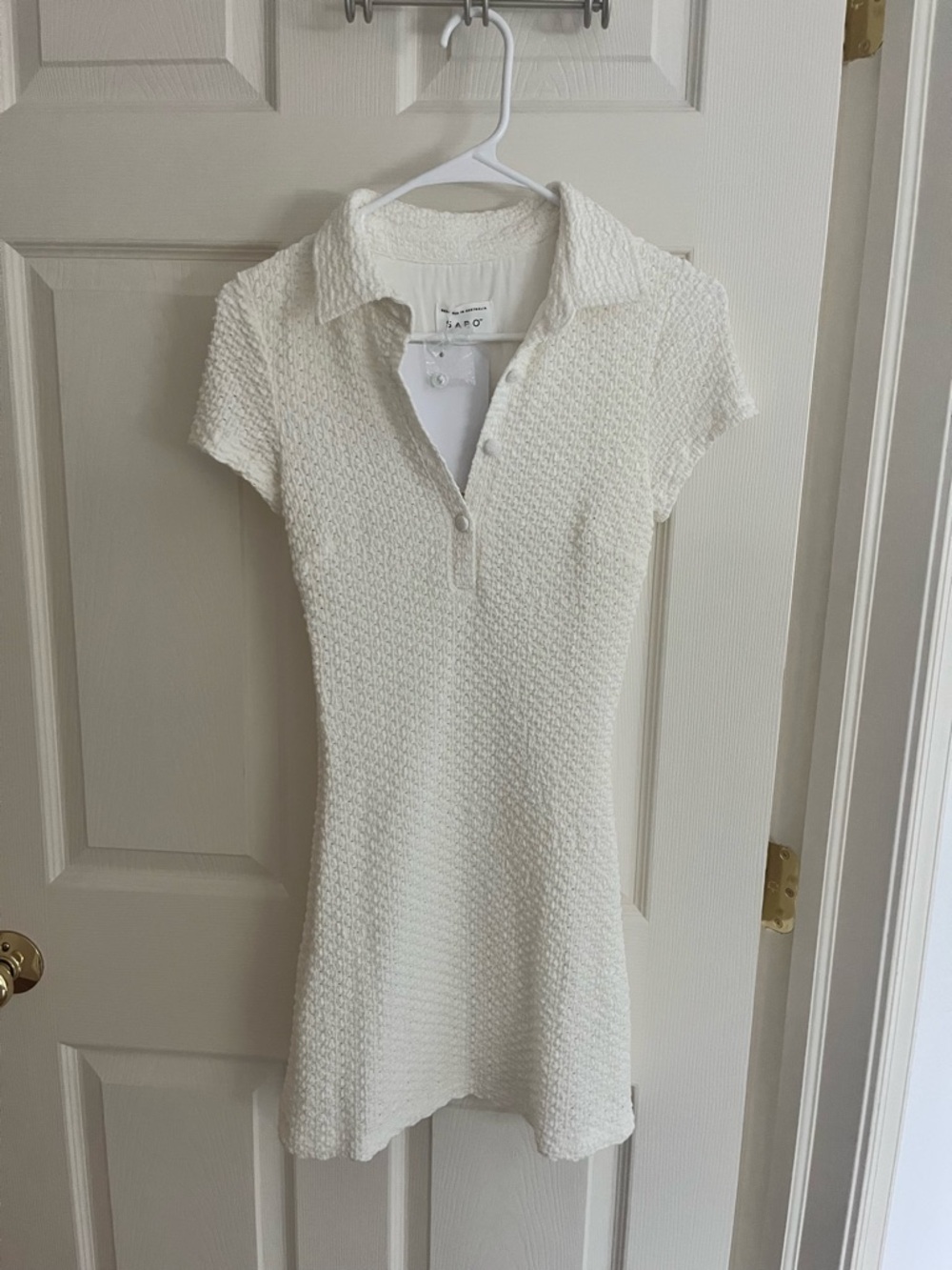 Sabo Skirt White Textured Polo Mini Dress